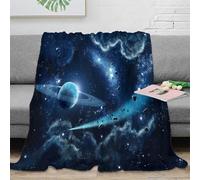 RJAVAGFZL 3D Printed space planet Thermal Blanket Microfiber Warm Insulating Bedding Soft cosmic nebula art 1 Fluffy Blanket Breathable All Season for Men Women Kids Families 70×80inch(180x200cm)