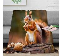 RJAVAGFZL 3D Printed squirrel eating Cozy Throw Blanket Microfiber Soft Warm Bedding Wild animal All Season Blanket Lightweight Machine Washable for Adults Teens Couples 40x50inch(100x130cm)