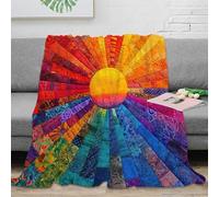 RJAVAGFZL 3D Printed Sunburst quilt Bedding Blanket Microfiber Warm Soft Bedding Cosy Colorful patchwork design Couch Blanket Anti Static Fade Resistant for Adults Kids Families 70×80inch(180x200cm)