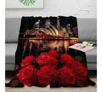 RJAVAGFZL 3D Printed Sydney skyline Nap Blanket Microfiber Ultra Soft Warm Bedding night cityscape All Season Blanket for Christmas Thanksgiving Holiday Gifting 60x80inch(150x200cm)