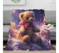 RJAVAGFZL 3D Printed Teddy bear Cozy Throw Blanket Microfiber Soft Warm Bedding fantasy cloud scene All Season Blanket for Housewarming Birthday Holiday Gifting 70×80inch(180x200cm)