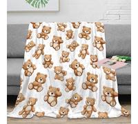 RJAVAGFZL 3D Printed Teddy bear pattern Thermal Blanket Microfiber Soft Cosy Bedding Warm Cute cartoon Blanket Compact Portable Non Pilling for Office Workers Teens Adults 80×90inch(200x230cm)