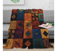 RJAVAGFZL 3D Printed Textile patterns Thermal Blanket Microfiber Ultra Warm Bedding Soft Vintage folk art Cozy Throw Blanket Lightweight All Season for Homeowners Renters Adults 40x50inch(100x130cm)
