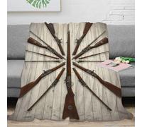 RJAVAGFZL 3D Printed Vintage rifles Cozy Throw Blanket Microfiber Warm Soft Bedding Cosy historical military Bed Blanket Luxurious Gift for Wedding Anniversary Newlyweds Couples 40x50inch(100x130cm)