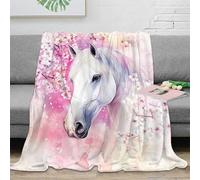 RJAVAGFZL 3D Printed White horse Cozy Throw Blanket Microfiber Warm Cosy Bedding Fantasy art 1 Blanket Machine Washable No Shedding Anti Static for Adults Kids Families 60x80inch(150x200cm)