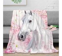 RJAVAGFZL 3D Printed White horse Fluffy Blanket Microfiber Ultra Soft Warm Bedding Fantasy art 1 Blanket Machine Washable No Shedding for Office Workers Students Teens 70×80inch(180x200cm)