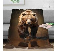 RJAVAGFZL 3D Printed Wild bear walking Bed Blanket Microfiber Soft Warm Bedding All Season Nature forest scene Sofa Throw Premium Gift for Housewarming New Homeowners Couples 60x80inch(150x200cm)