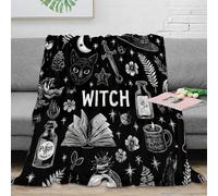 RJAVAGFZL 3D Printed Witchcraft symbols Nap Blanket Microfiber Soft Warm Bedding Lightweight Black magic Home Blanket Compact for University Students Dorm Dwellers Young Adults 80×90inch(200x230cm)