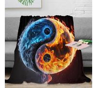 RJAVAGFZL 3D Printed YinYangFire Cozy Throw Blanket Microfiber Warm Soft Bedding Cosy MysticSymbolStyle Throw Blanket Lightweight All Season for Dorm Dwellers University Students 60x80inch(150x200cm)
