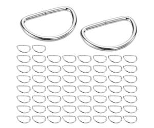 Rjayaa D Rings for Bag 25mm, 60 Pcs Metal D Rings Heavy Duty Silver D Shape Ring Buckles for Bags Handbag Backpack Strap Belt Hardware