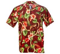 RJC Men's Hibiscus Lei and Vaa Hawaiian Shirt, Red, XXL
