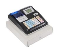 RjcdOPL Electronic Cash Register, 48-Key LED Display Till, Tabletop POS System with Banknote Detector & Secure Drawer, 10,000 PLUs, Ideal for Retail, Restaurants & Convenience Stores
