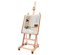 RjcdOPL Studio H-Frame Easel, Beech Wood Art Easel, Adjustable Height and Angles 0-90°, Floor Easel Stand on Wheels, Holds Canvases up to 48", 30 kg Capacity, for Adults Students Artists