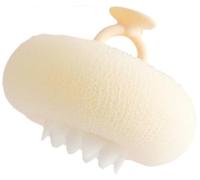 RJDOUJIN Sunflower Bath Ball,2-in-1 Ultra Soft Bath Sponge Cleaning Brush, Suction Cup Bath Ball with Finger Rings,Exfoliating Shower Loofah Sponges(Beige)