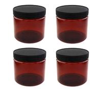 RJE International Amber Plastic Jars 16 ounce with Black Lids (4-Pack) Refillable Empty Storage Containers with Lids for Cream, Lotions, Beauty Products, Kitchen, Arts, Crafts Supplies