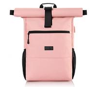 RJEU Women's Backpack, School Backpack Girls Teenagers, Rolltop Backpack Women with 12-17 Inch Laptop Compartment for Leisure, University, School, Work, Travel (Pink2-26L)