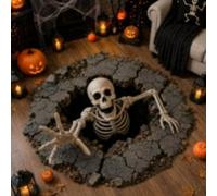 RJFKELWOQP 3D Optical Illusion Haunted Staircase Round Rug Halloween Round Mat (80 cm/31.5in,S)