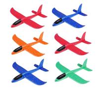 RJFUJP 6-Piece Foam Glider Planes Set, Foam Aeroplane Collection for Recreational Flying, Outdoor Garden Activity Equipment, Two Blue Two Red One Orange One Green Foam Planes