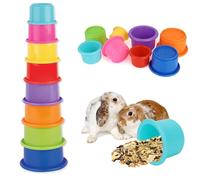 RJFUJP 8 Pcs Rabbit Stacking Cups, Stacking Cups For Rabbits-Bunny Toys for Hiding Food and Playtime Fun, Bpa Free Stacking Cups Baby Multi Purpose Stacking Toys, Multicolor and Various Sizes