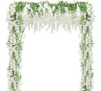 RJFUJP Artificial Wisteria, 2pcs 8ft White Wisteria Artificial Flowers for Wedding Decorations, Home Decor, Event Themes, Theme Park Atmosphere, Fake Wisterias Garland, Gazebo Decorations