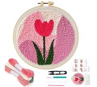 RJFUJP Punch Needle kit, Punch Needle Kit for Beginners, Punch Needle Kits with Tulip, DIY Embroidery Kit DIY Punch Needle Craft with Instructions for Kids Adults Craft Mother's Day Gift