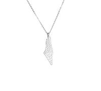 RJGYMTAZ Map of Hollow Palestine Israel Pendant Necklaces - Charm Africa Country Maps Flag Thin Chain Necklaces, Patriotic Map Hip Hop Jewelry for Women Men Party(White_45cm Chain)