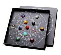 RJINGSHI 12 Zodiac Crystals Gift Set, Constellation Stones Healing Crystal Spheres with Star Sign Guide Box, Astrology Horoscope Birthday Gifts for Women Men