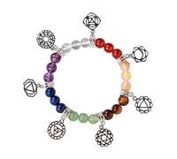 RJINGSHI 2pcs 7 Chakra Healing Crystal Adjustable Bracelet Natural Crystal Gemstone Elastic Stretch Bracelet Genuine Gemstone Beads Hand Woven Yoga Reiki Jewelry Balance Reiki Chakra Meditation