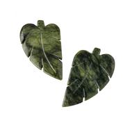 RJINGSHI 2Pcs Green Jade Crystals and Leaf Shape Crystal Healing Stone Hand-Carved Crystal Leaves Sculpture Reiki Gemstone Collection Home Decor Positive Energy Meditation Gifts for Women