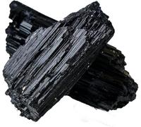 RJINGSHI 2pcs Raw Black Tourmaline Crystal Stone Natural Rough Gemstone Unpolished Healing Crystal Specimen Spiritual for Polishing, Sanding, DIY, Decor, Reiki, Collection, Crafts (1.5-2 inches)