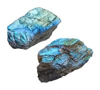 RJINGSHI 2pcs Raw Labradorite Crystal Stone Natural Rough Gemstone Unpolished Healing Crystal Specimen Spiritual for Polishing, Sanding, DIY, Decor, Reiki, Collection, Crafts (1.5-2 inches)