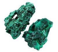 RJINGSHI 2pcs Raw Malachite Crystal Stone Natural Rough Gemstone Unpolished Healing Crystal Specimen Spiritual for Polishing, Sanding, DIY, Decor, Reiki, Collection, Crafts (1.5-2 inches)