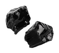 RJINGSHI 2pcs Raw Obsidian Crystal Stone Natural Rough Gemstone Unpolished Healing Crystal Specimen Spiritual for Polishing, Sanding, DIY, Decor, Reiki, Collection, Crafts (1.5-2 inches)