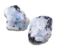 RJINGSHI 2pcs Raw Rainbow Moonstone Crystal Stone Natural Rough Gemstone Unpolished Healing Crystal Specimen Spiritual for Polishing, Sanding, DIY, Decor, Reiki, Collection, Crafts (1.5-2 inches)