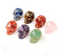 RJINGSHI 7pcs Crystal Resin Skull Statue Natural Crystal Gravel Skull Home Office Table Decor Gifte