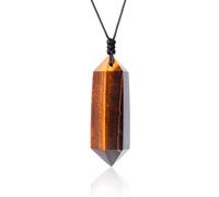 RJINGSHI Bullet Necklace Natural Tiger's Eye Crystal Necklace Handmade Woven Healing Crystal Men and Women Necklace Gift