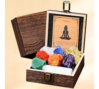 RJINGSHI Chakra Crystal Set - 8pcs Natural Crystals and Healing Stones for Reiki Therapy, Energy Purification, Balancing Chakras, and Crystal Charging, Reiki Gift for Women