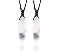 RJINGSHI Clear Quartz Natural Crystal Necklace Single Pointed Tower Pendant Necklace Adjustable Rope Healing Crystal Reiki Energy Meditation for Men Women Valentine's Day Gift