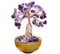 RJINGSHI Natural Amethyst Crystal Tree of Life Single Point Clear Quartz Bottom And Tea Cup Base Healing Tree Ornaments for New Home-Housewarming Gifts for Positivity