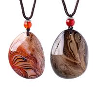 RJINGSHI - Natural Couple Necklace Healing Crystal Sardonyx Pendant Irregular Gemstone Polished Agate Sardonyx Crystal Necklace Gift for Women, Crystal, Agate