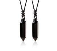 RJINGSHI Natural Double Pointed Crystal Necklace Handmade Woven Pendant Polished Gemstone Reiki Energy Stone Men and Women Necklace Gift