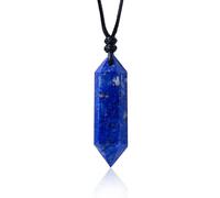 RJINGSHI Natural Lapis Lazuli Double Pointed Crystal Handmade Woven Healing Crystal Polished Gemstone Reiki Energy Stone Men and Women Gift