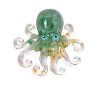 RJINGSHI Octopus Decor Aquarium Amethyst Gravel Decorative Resin Glass with Natural Crystal Stone Marine Animals Fish Tank Ornaments Statue Healing Home Decor Ladies Gift 3.93"