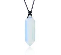 RJINGSHI Opal Crystal Bullet Necklace for Women & Unisex, Handmade Woven Healing Crystal Necklace Gift
