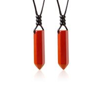 RJINGSHI Red Jasper Natural Crystal Necklace Single Pointed Tower Pendant Necklace Adjustable Rope Healing Crystal Reiki Energy Meditation for Men Women Valentine's Day Gift
