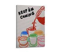 RJKAMUE Keep Em Coming Coffee Print, Hand-Drawn Retro Espresso Poster1 Poster, Decorative Painting Canvas Wall Art Trendy Print For Bedroom Living Room12x18inch(30x45cm) Frame-style-2