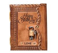 RJKART A5 Embossed Love Happy Birthday Handmade Paper Diary with Lock (Multicolour)