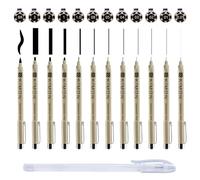 RJLLKD 13 Pack Micro Fineliner Art Drawing Pens with White Highlighter Pens, Black Fine Liner Waterproof Set Technical Drawing Marker for Art Sketching, Handwriting, Calligraphy, Illustrations, Comic