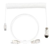 RJLLKD Coiled Keyboard Cable 1.8m, Type-C To USB A TPU Spring Mechanical Cable with Detachable Metal Aviator Connector Double Sleeved Mechanical Keyboard Wire Coiled USB-C for PC Laptop Gaming Keypad