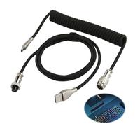RJLLKD Type C Mechanical Keyboard Coiled Cable Wire Detachable Metal Aviator Connector Double Sleeved Elastic Type-C to USB-A Hyperspeed Line for PC Laptop Gaming Keyboard Fast Charging Data Transfer